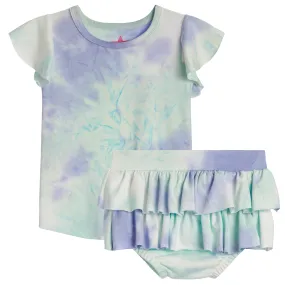 2pc Mint & Lavender Tie Dye Skirted Diaper Set