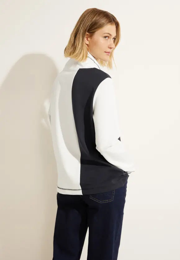 302476- White/Navy Colourblock Sweatshirt- Cecil