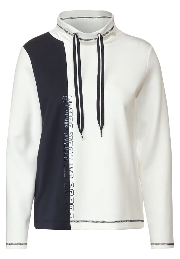 302476- White/Navy Colourblock Sweatshirt- Cecil