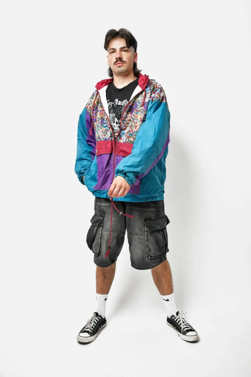 90s retro hooded windbreaker