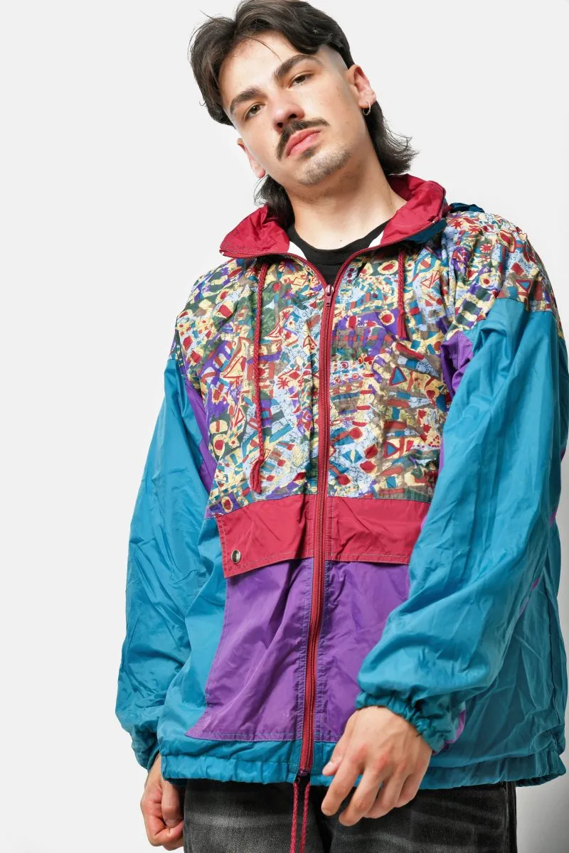 90s retro hooded windbreaker