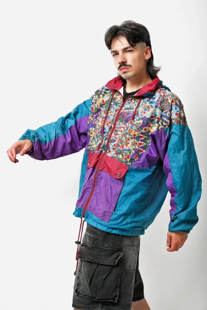 90s retro hooded windbreaker