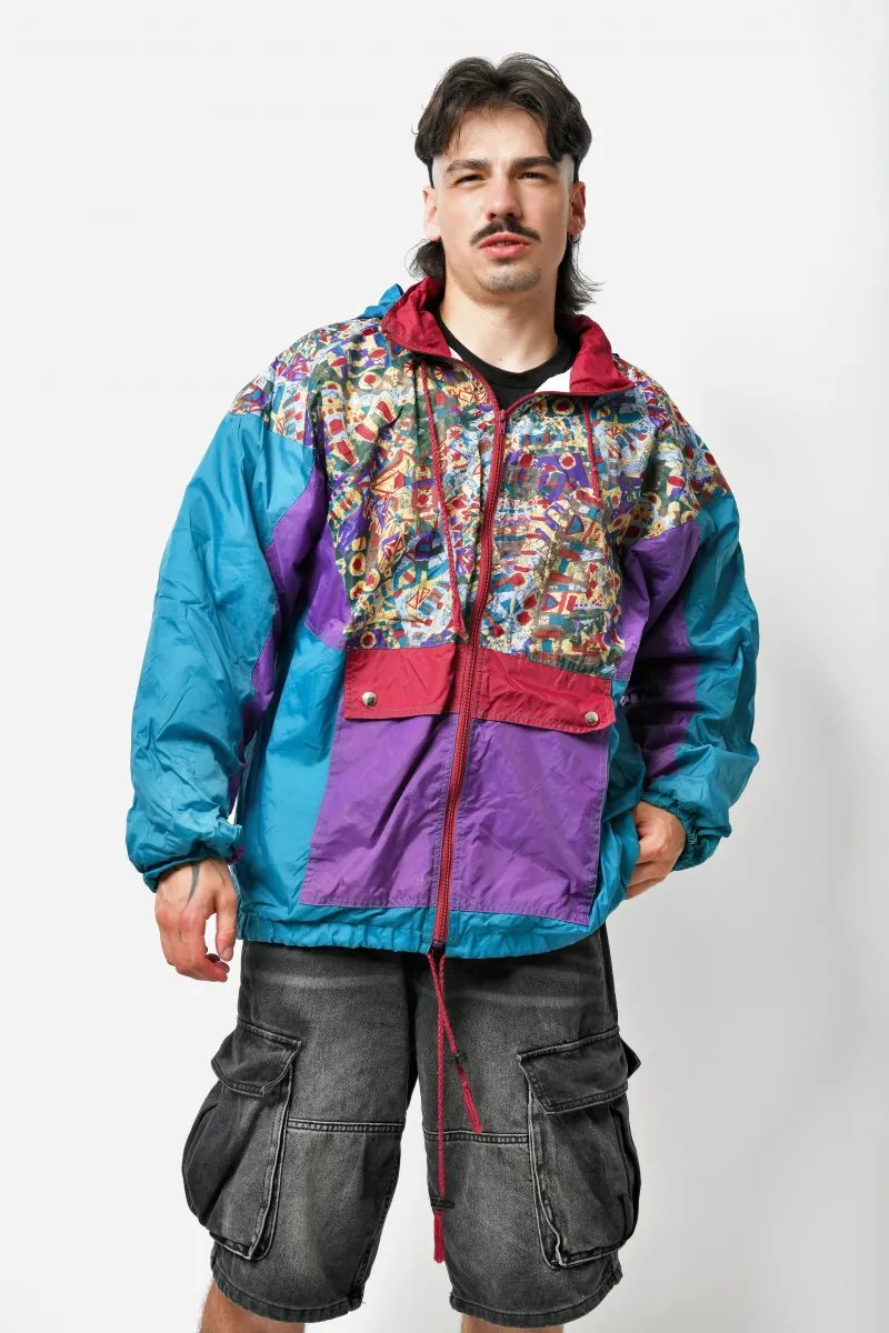 90s retro hooded windbreaker