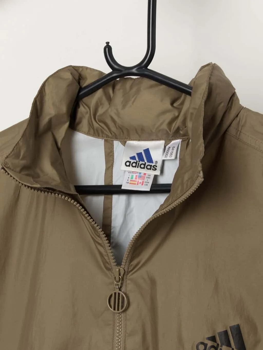 90s vintage Adidas windbreaker rain jacket in teal and khaki brown – Large / XL