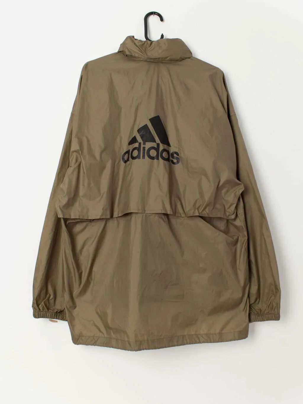 90s vintage Adidas windbreaker rain jacket in teal and khaki brown – Large / XL