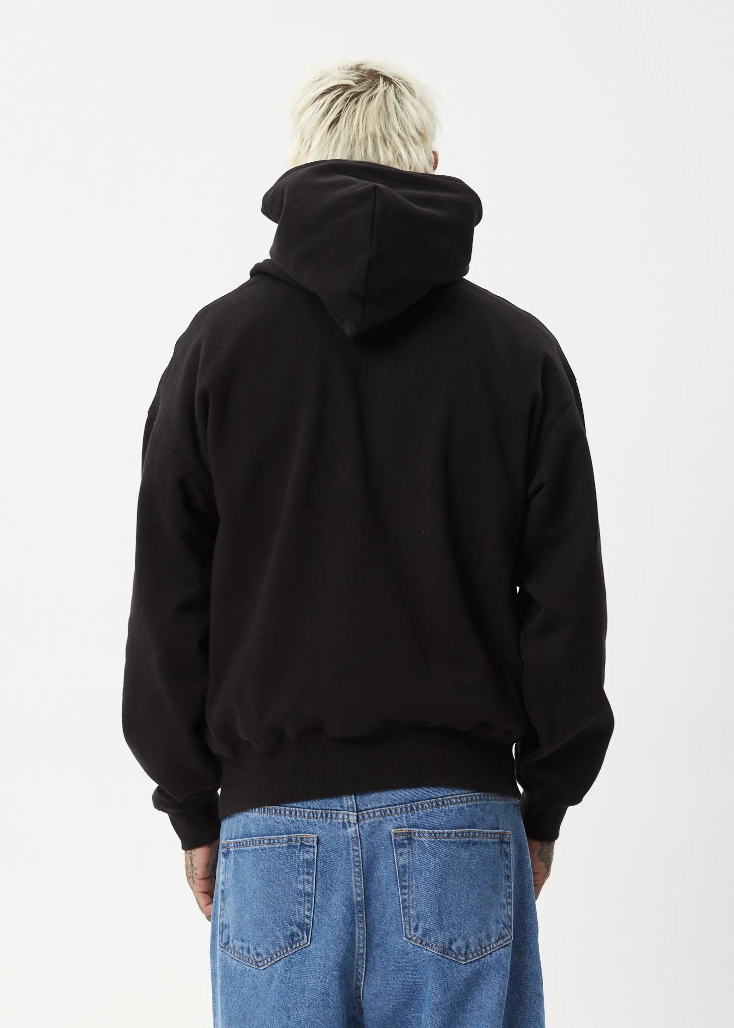 AFENDS Mens Genesis - Boxy Pull On Hood - Black