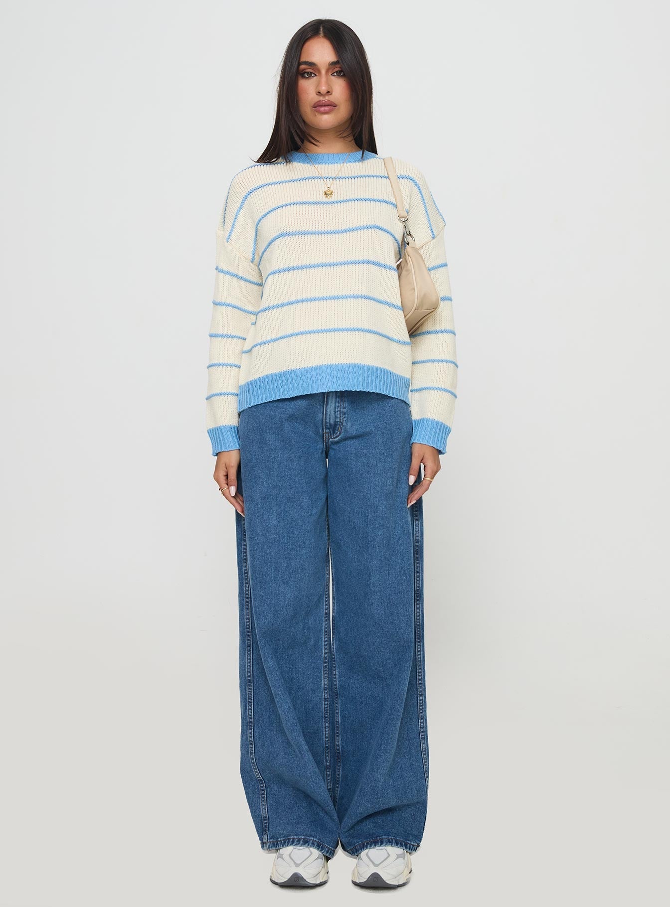 Albury Knit Sweater Cream / Blue