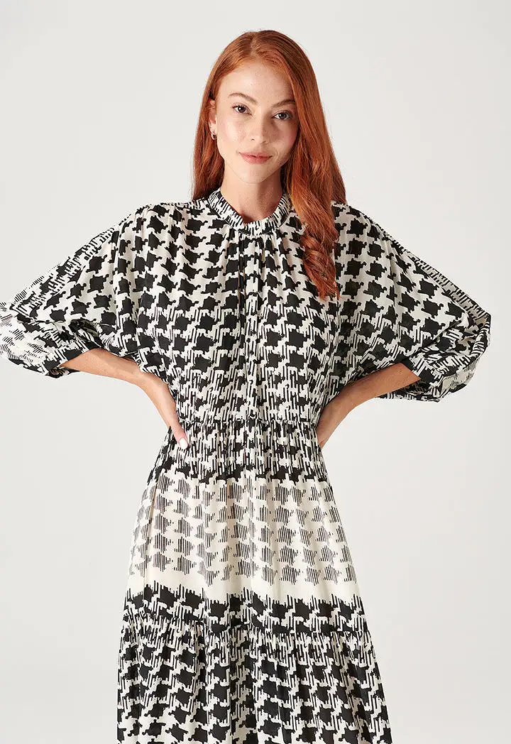 All Over Contrast Abstract Printed Dress