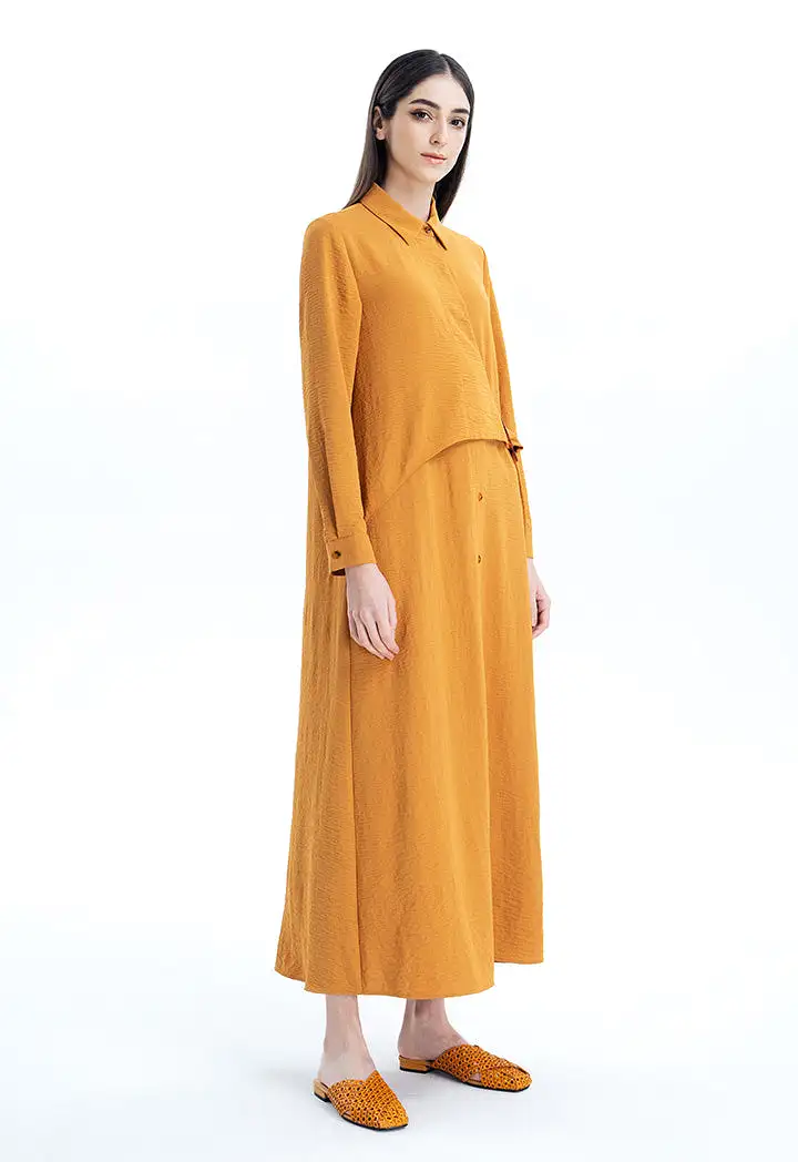 Asymmetrical Flap Belt Solid Dress