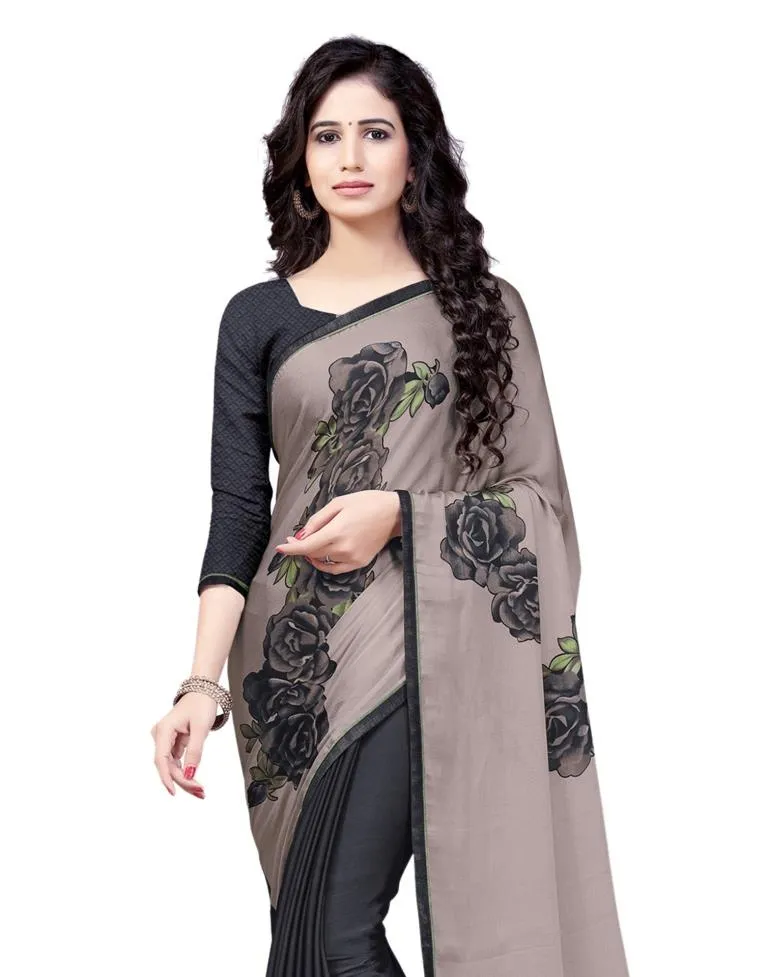 Black Coloured Chiffon Printed Partywear saree