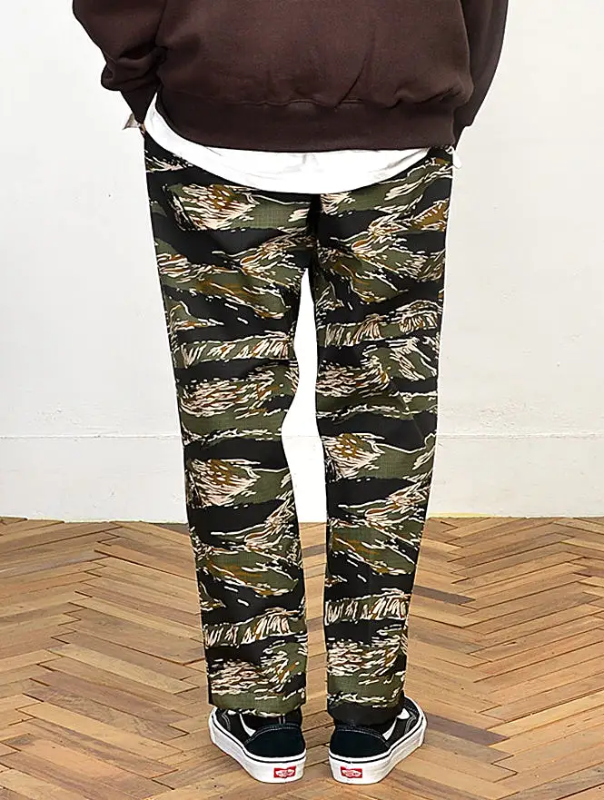 Black Khaki Camouflage Trousers Mens Waistband Casual Pants Relaxed