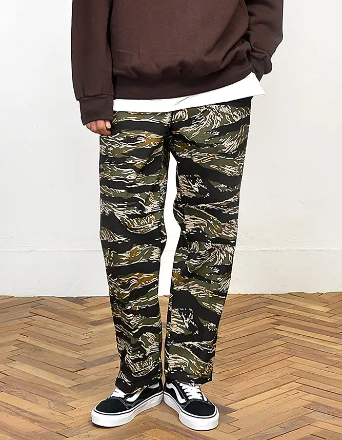 Black Khaki Camouflage Trousers Mens Waistband Casual Pants Relaxed