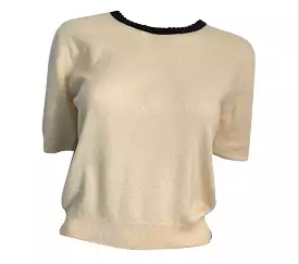 Chanel Winter White Sweater Top Blouse US 6