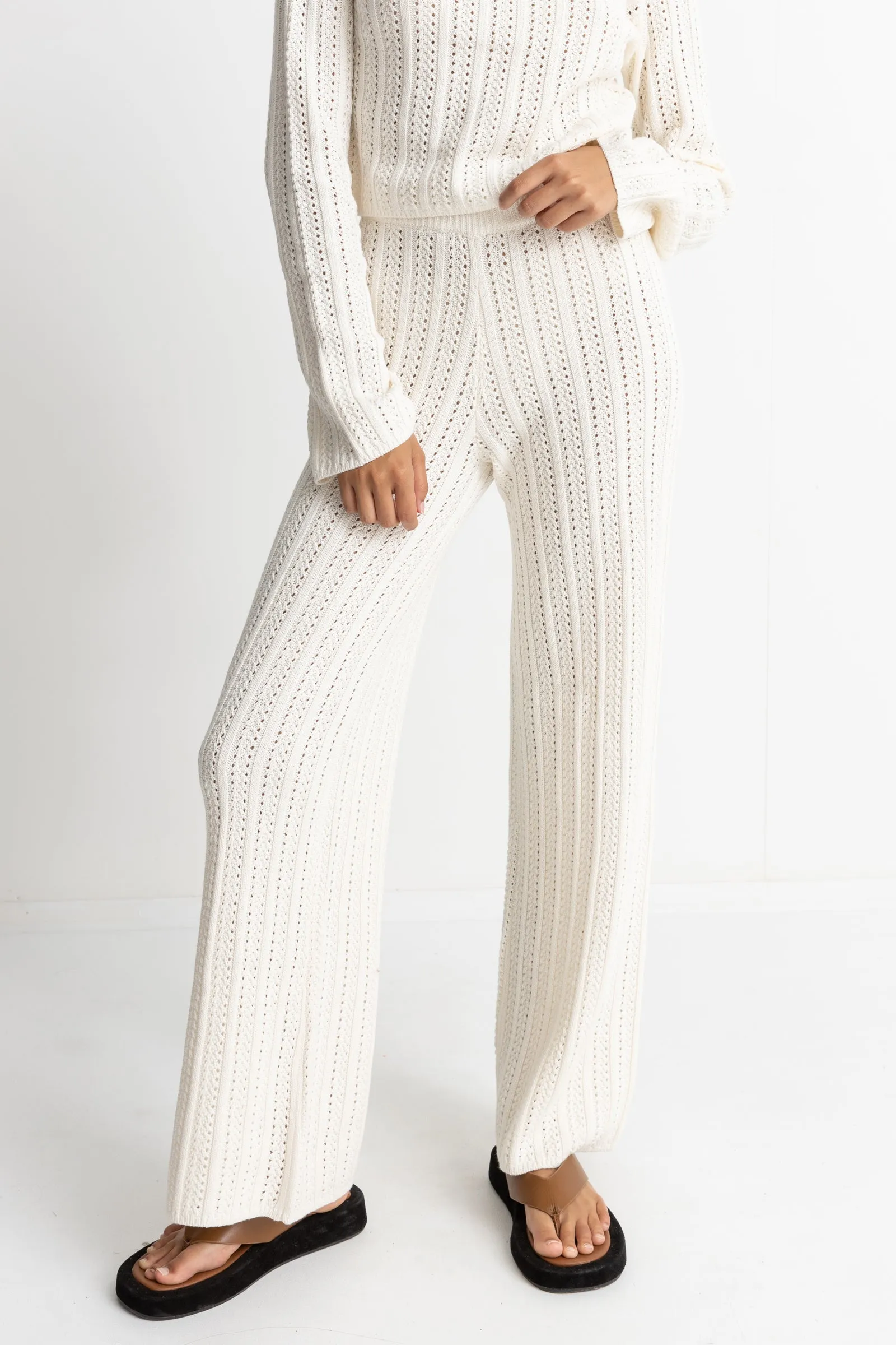 Charlize Wide Leg Knit Pants White