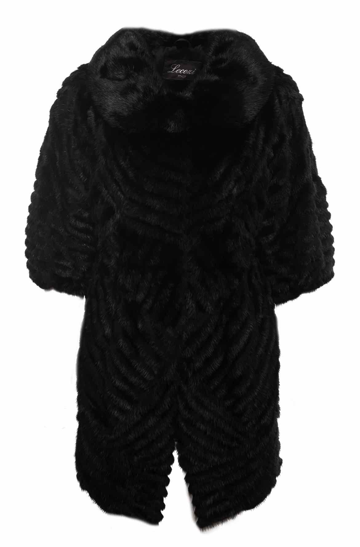 Collared Half Sleeve Fur Coat