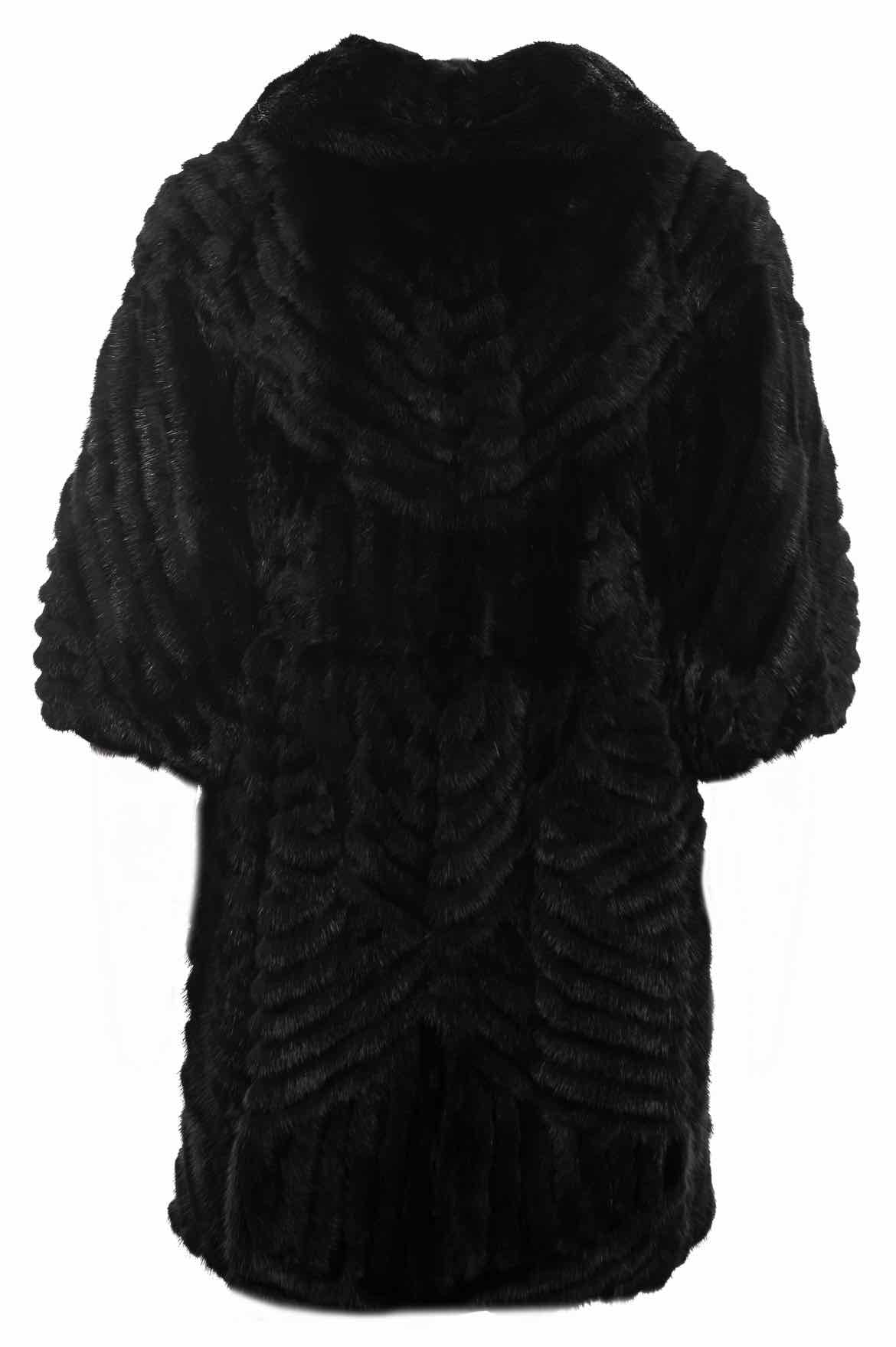 Collared Half Sleeve Fur Coat