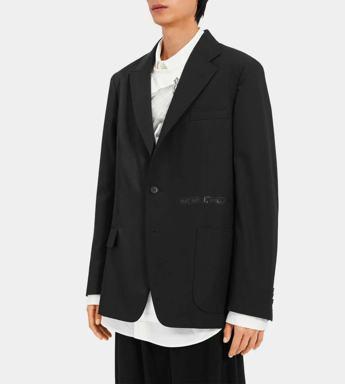 Contrasting-fabric Single-breasted Blazer