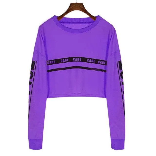 Cropped Hoodies Women Long Sleeve Women Pullovers Loose Autumn Cropped Sweatshirt Moletom Feminino#212 SM6