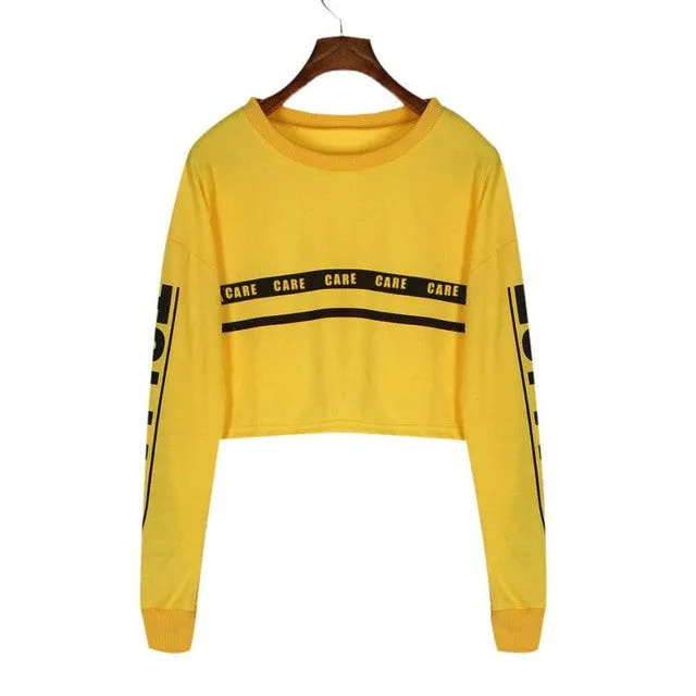 Cropped Hoodies Women Long Sleeve Women Pullovers Loose Autumn Cropped Sweatshirt Moletom Feminino#212 SM6