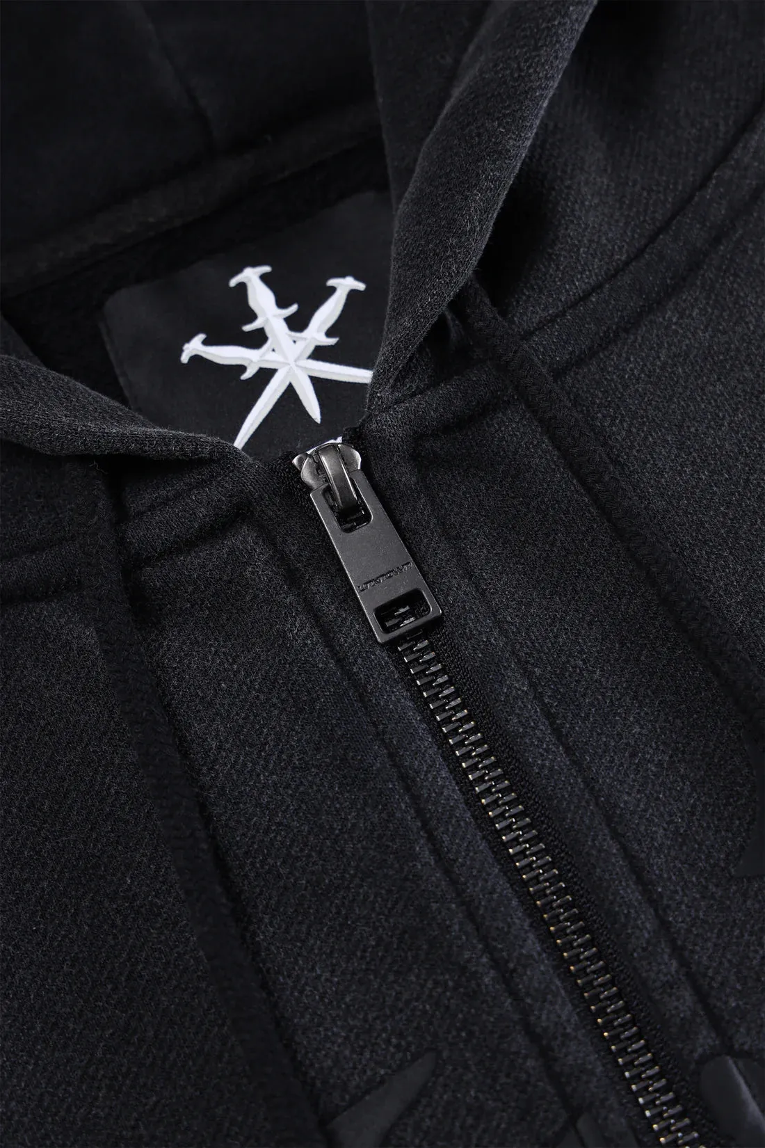 Dagger Heart Zip Hoodie Washed Black