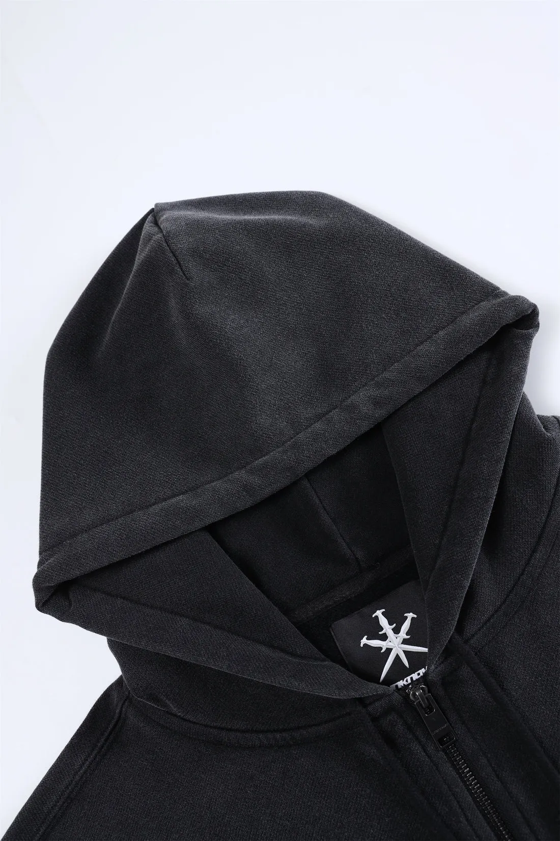 Dagger Heart Zip Hoodie Washed Black