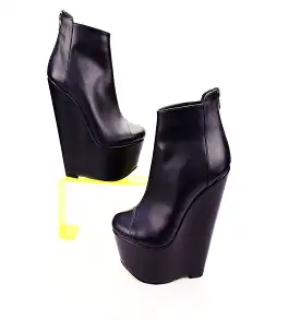 Dark Blue Navy Ankle 16 cm Heel Wedge Booties