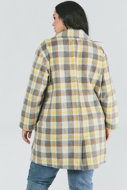 Davi & Dani Oversized Plaid Coat