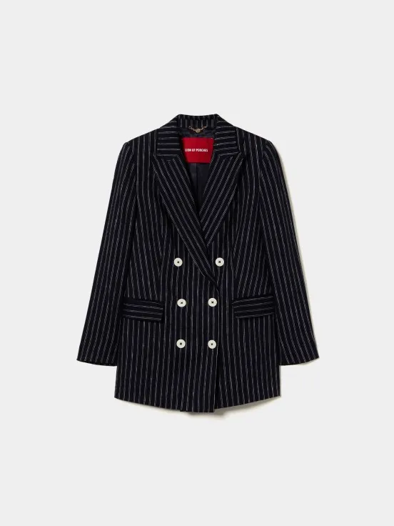 Double-breasted blazer with stripes pattern