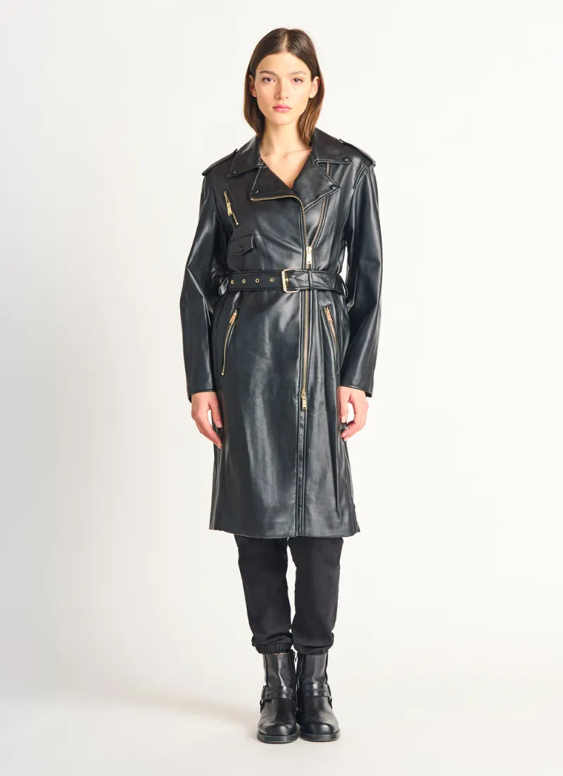 Faux Leather Moto Coat