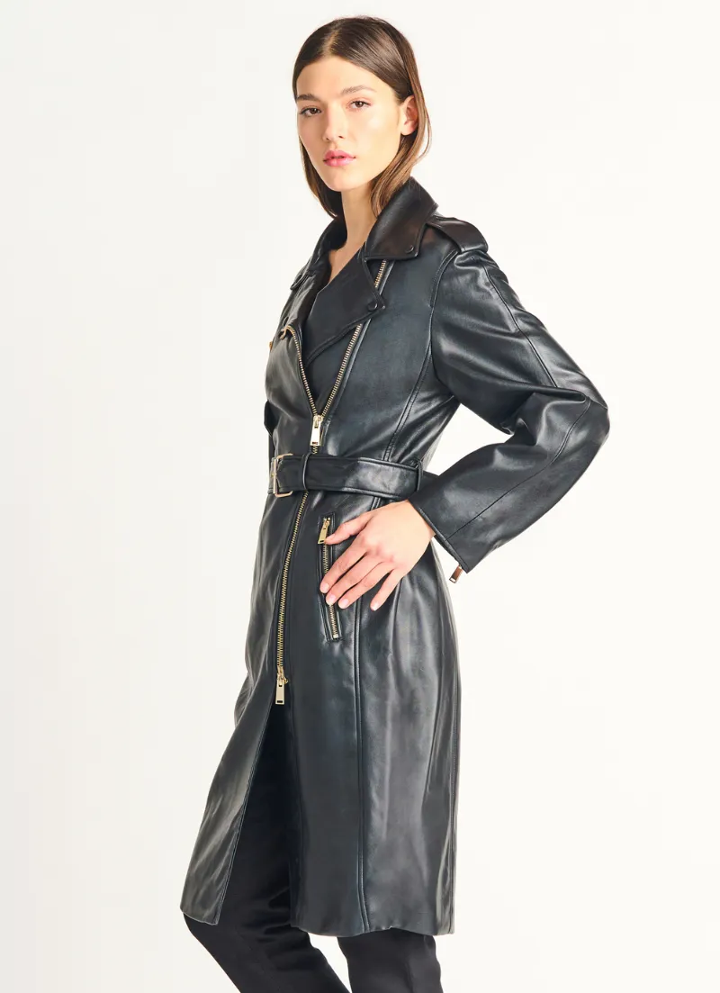 Faux Leather Moto Coat