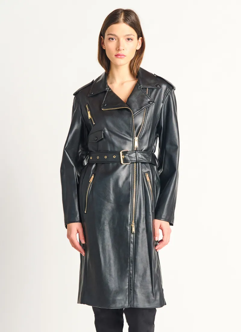 Faux Leather Moto Coat