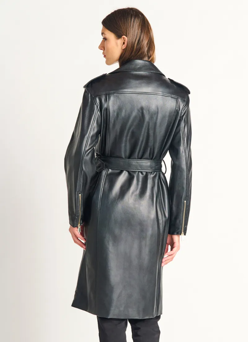 Faux Leather Moto Coat