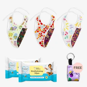 Feeding Combo - FREE Keychain + 3 Waterproof Cloth Bibs + 2 Wipes - 40