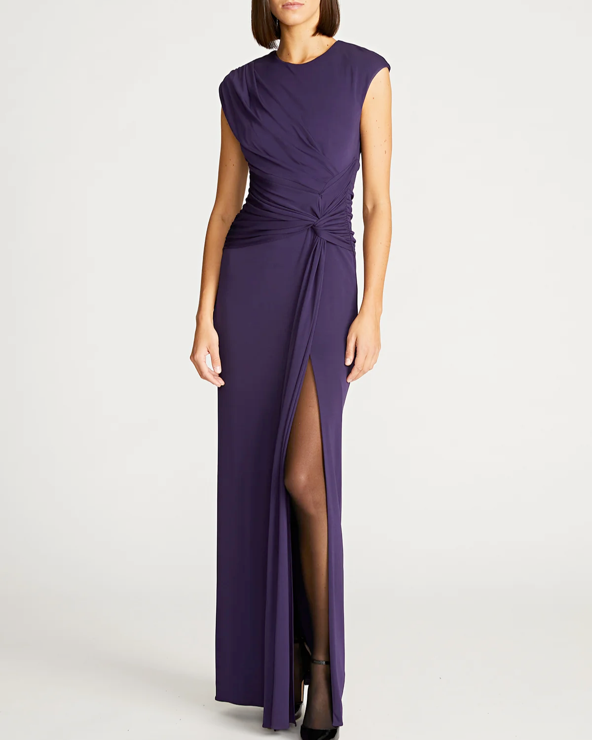 Giovanna Gown in Matte Jersey (Aubergine)