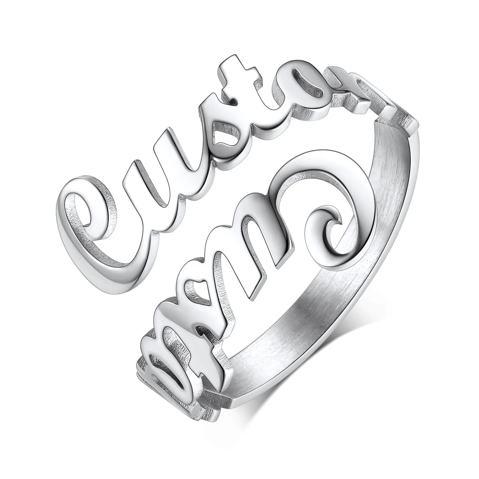 Gold Plated Custom Family Name Ring for Women