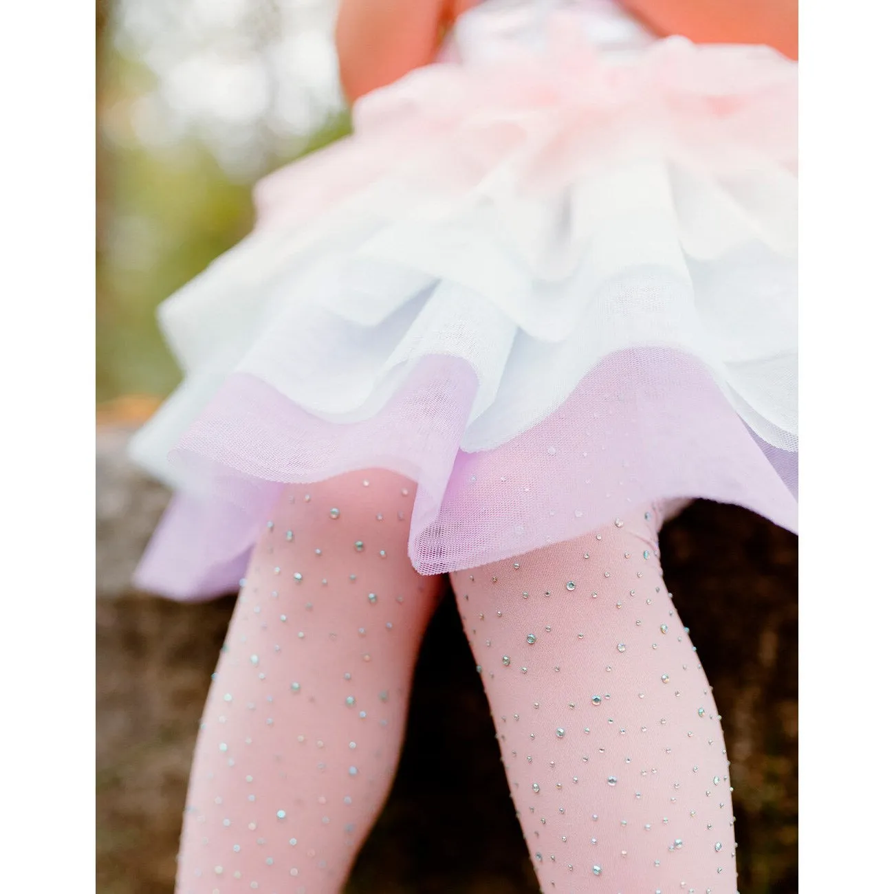 Great Pretenders Pink/White Rhinestone Tights Ombre