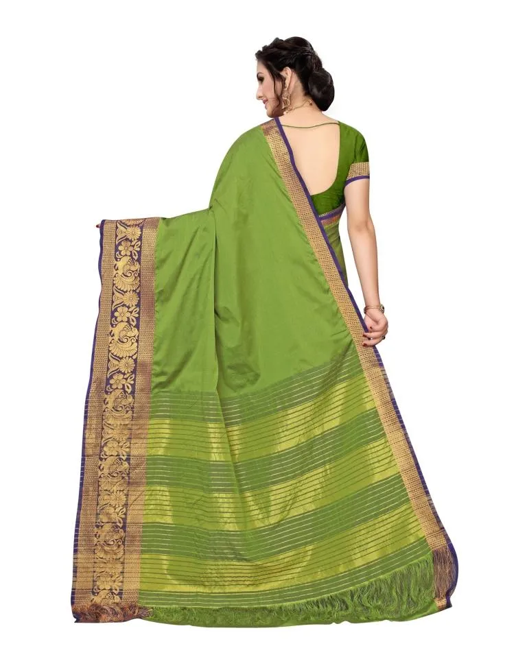 Green Coloured Poly Silk Jacquard Partywear saree