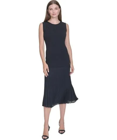 Halston Women's Pleated Fit & Flare Dress