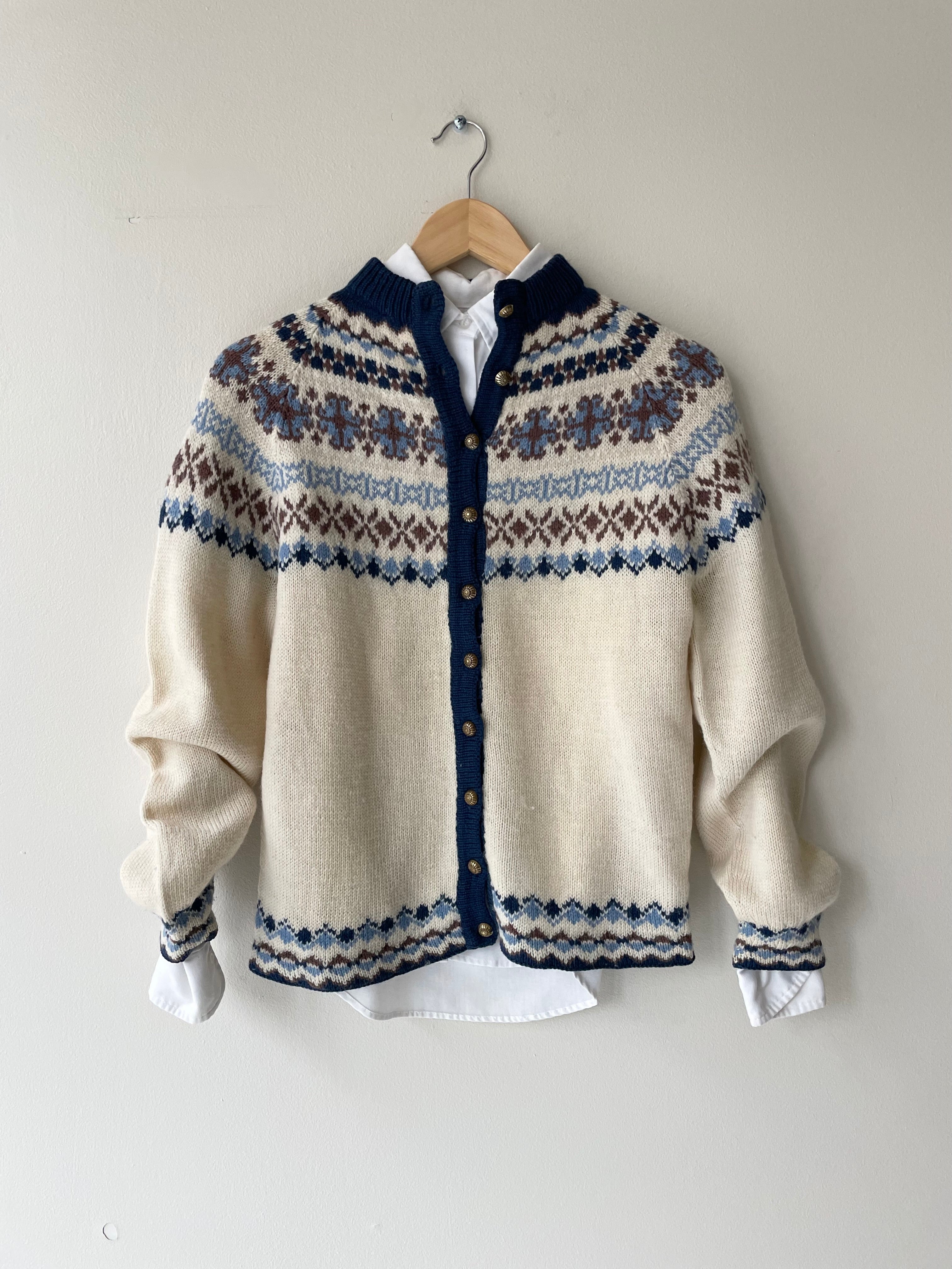 Handknit Wool Fair Isle Cardigan