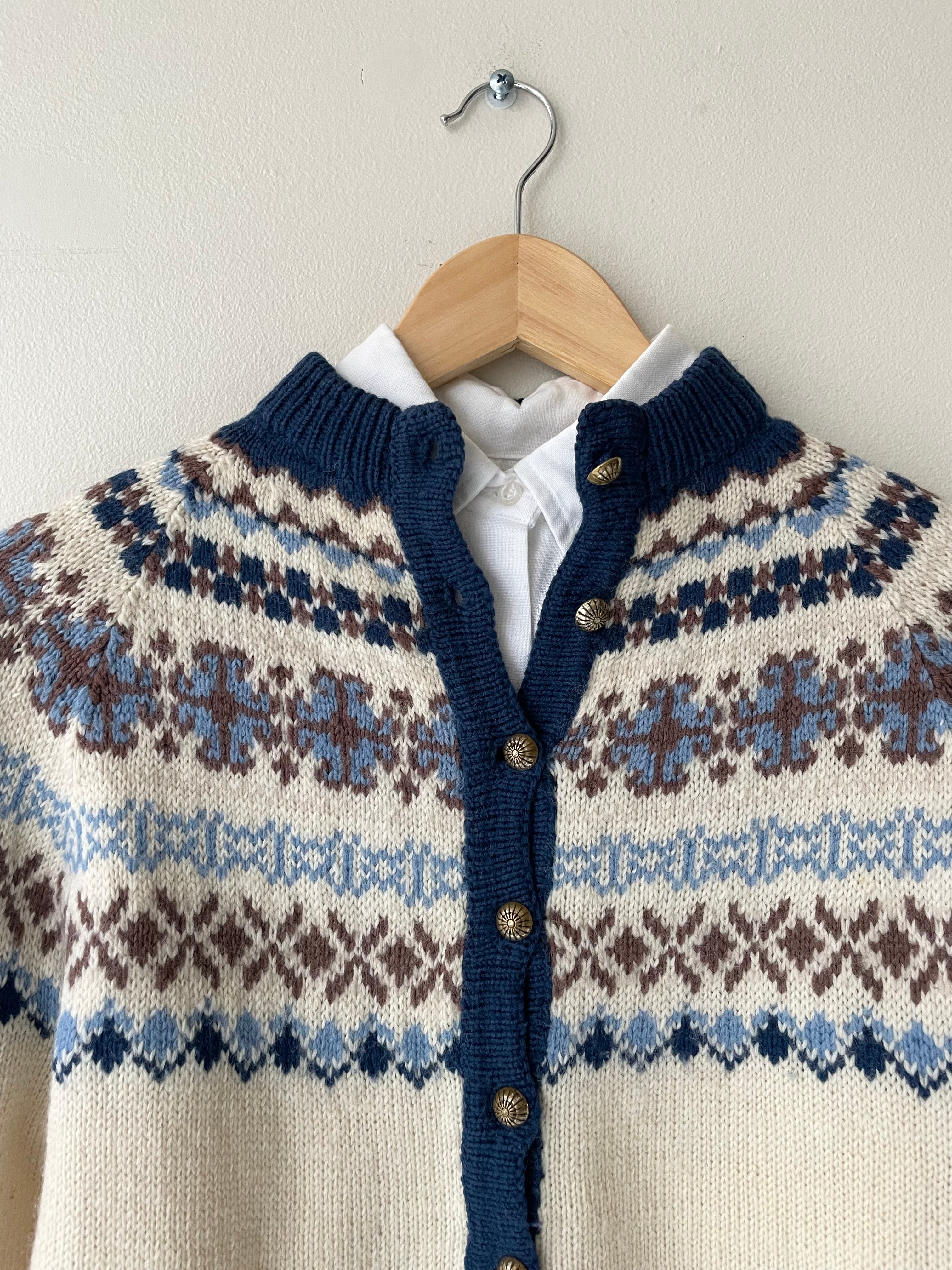 Handknit Wool Fair Isle Cardigan