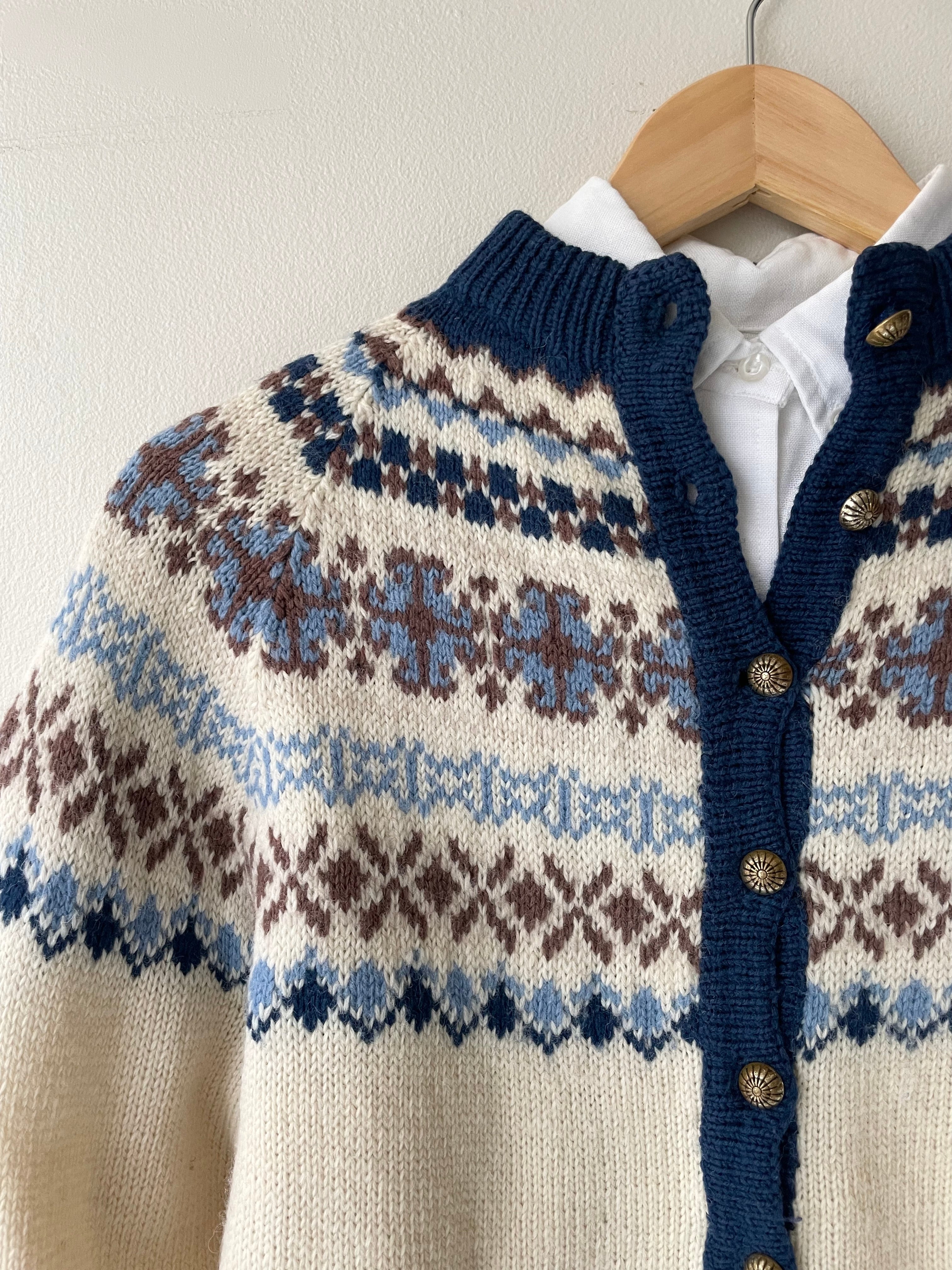 Handknit Wool Fair Isle Cardigan