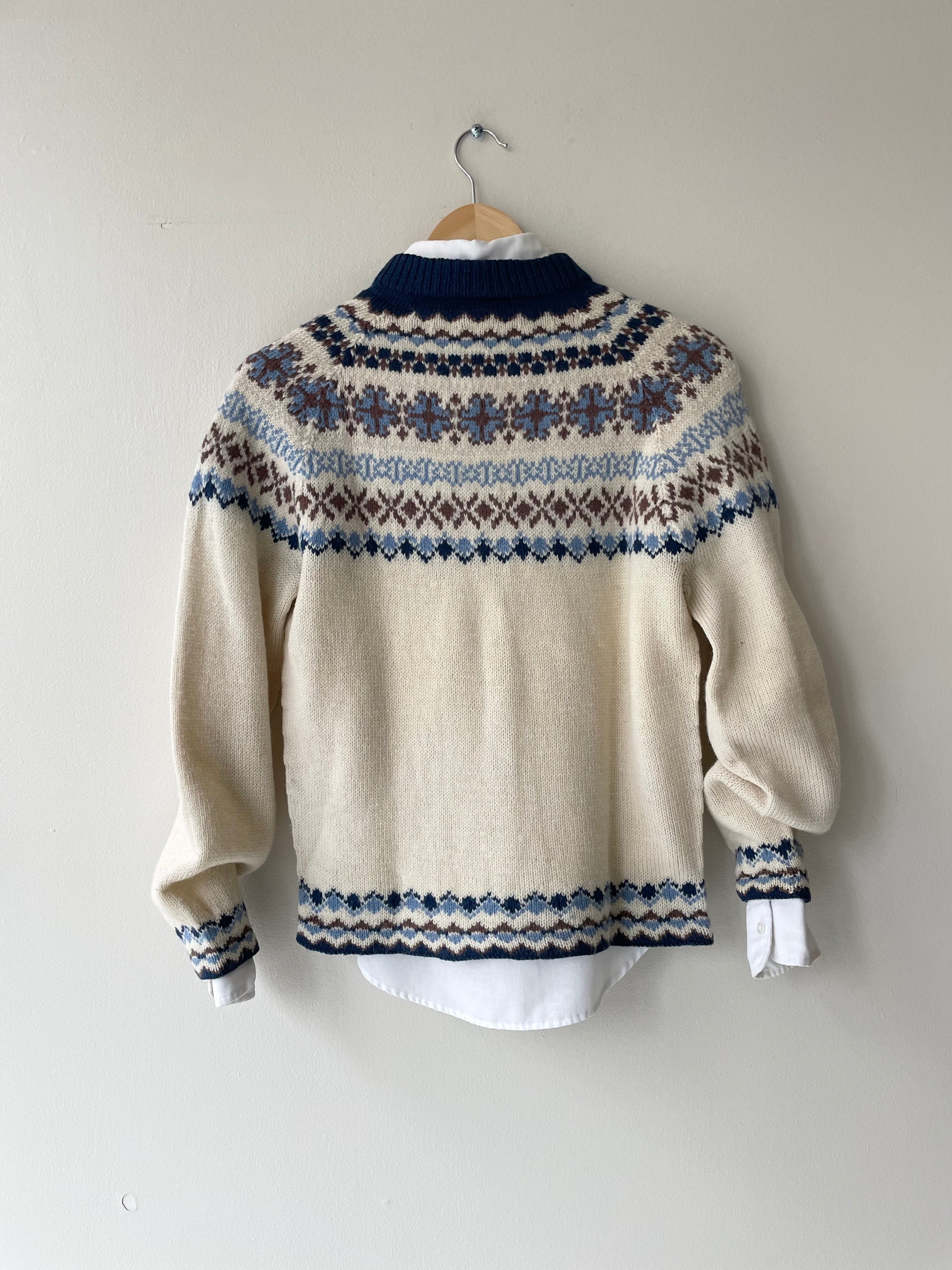 Handknit Wool Fair Isle Cardigan