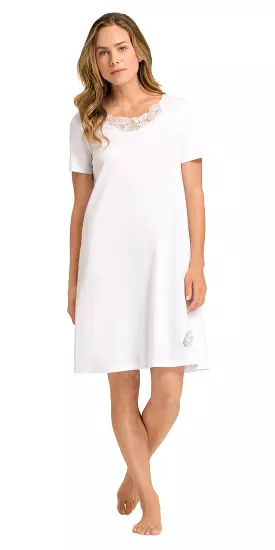 HANRO Paola Short Sleeve Gown | White