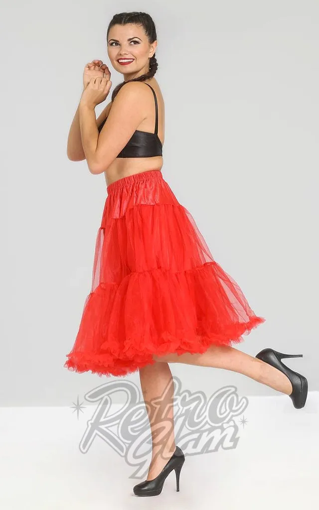 Hell Bunny Red Polly 2 Tier Long Petticoat (Crinoline)