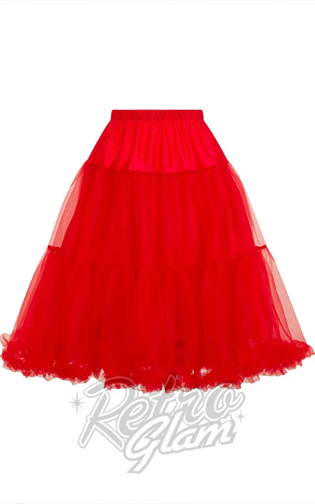 Hell Bunny Red Polly 2 Tier Long Petticoat (Crinoline)