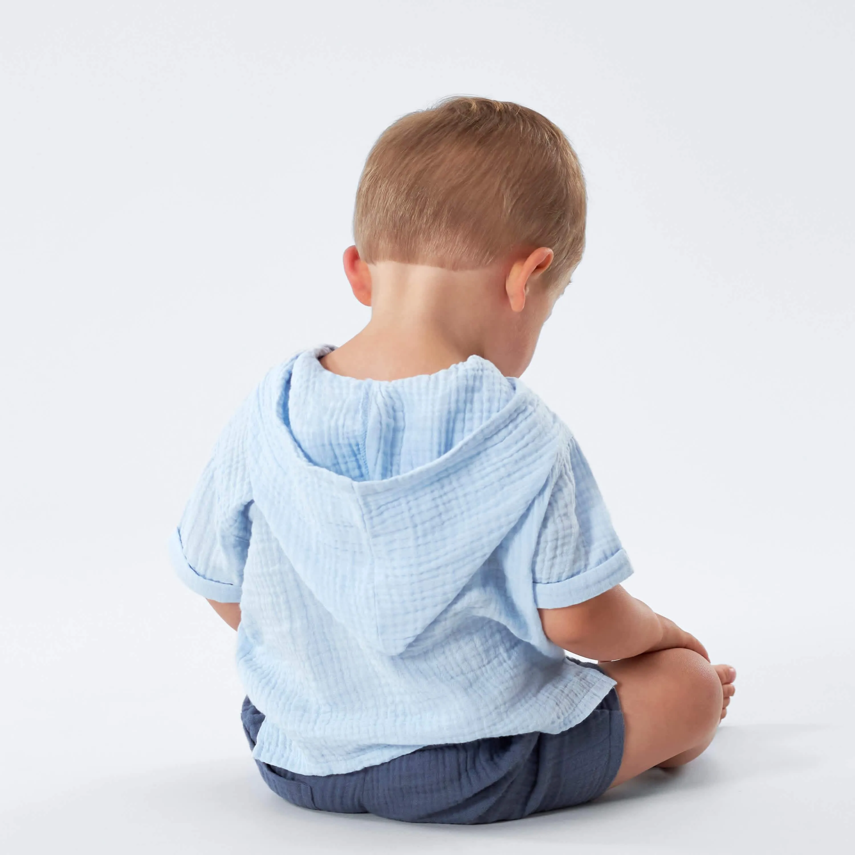 Infant & Toddler Neutral Blue Gauze Hoodie