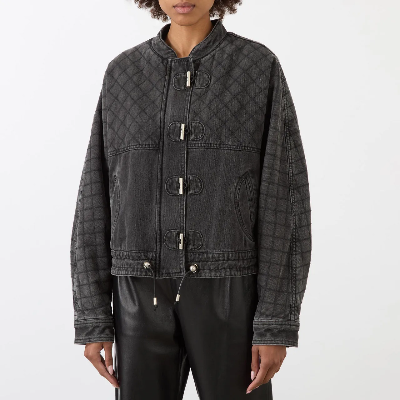 ISABEL MARANT Celiany Quilted Denim Jacket - Dark Grey