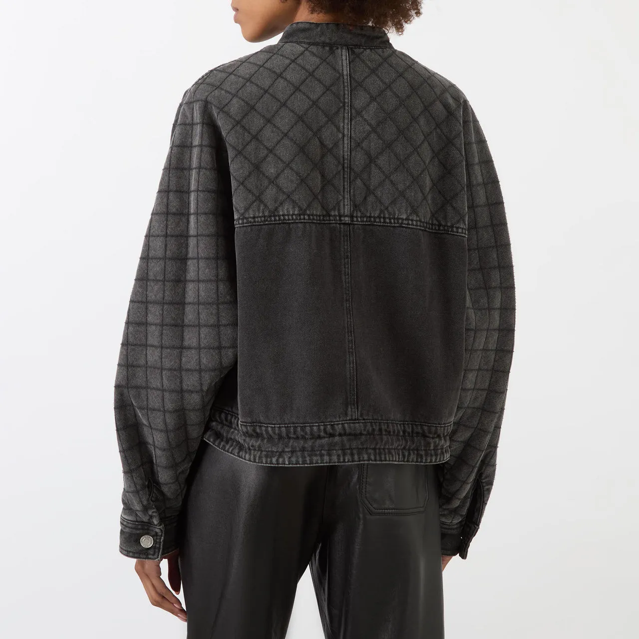 ISABEL MARANT Celiany Quilted Denim Jacket - Dark Grey