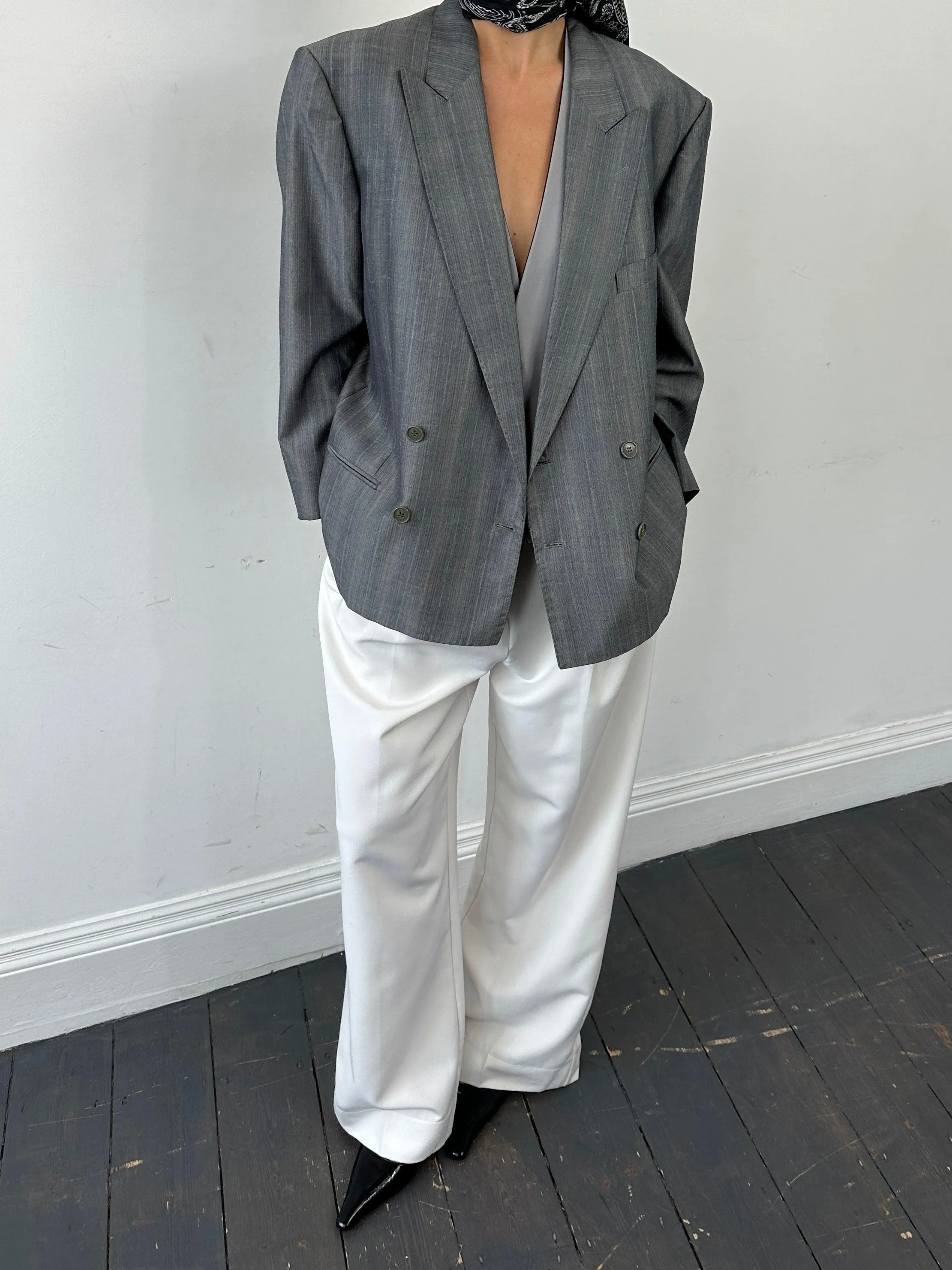 Italian Vintage Boxy Wool Double Breasted Blazer - L/XL