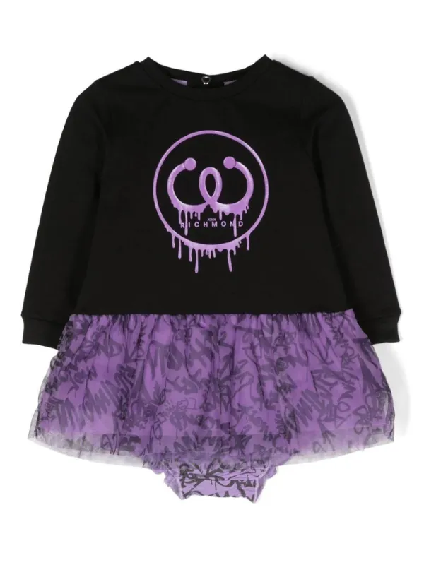 John Richmond Dress Logo Drip Black-Purple